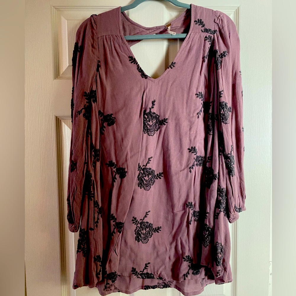 Free people boho extra small, long sleeve purple dress